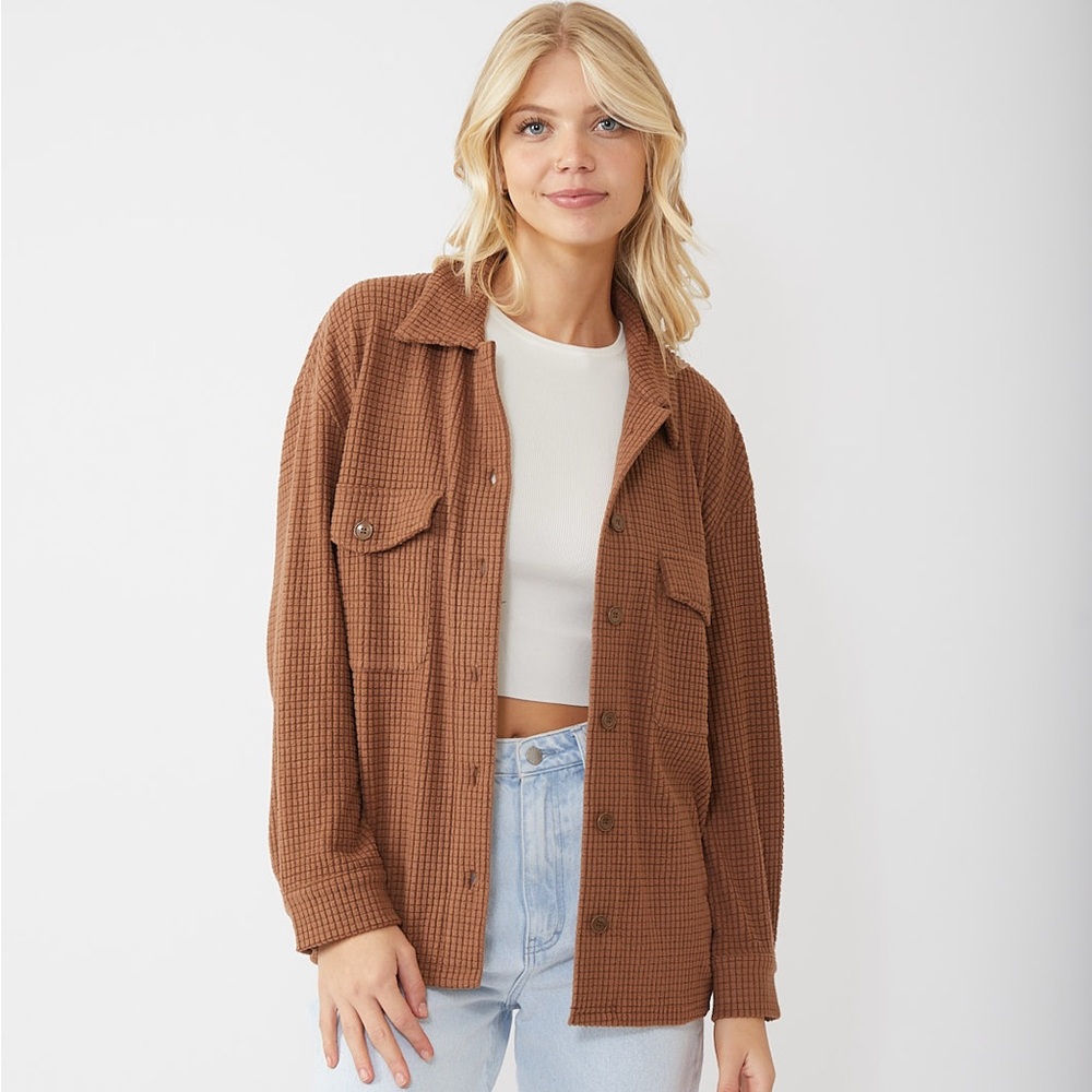 Rusty Women's Brown Waffle Knit Jacket